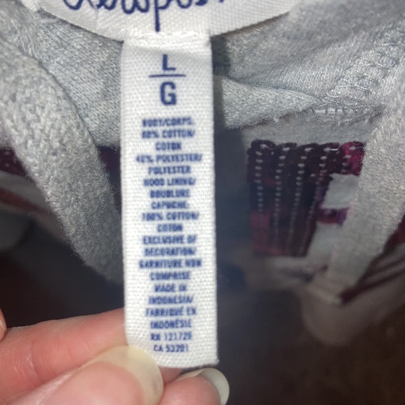 Size Large, Gray Aeropostale Hoodie w/ Fuchsia Pink Sequined Letters EUC - Picture 5 of 5